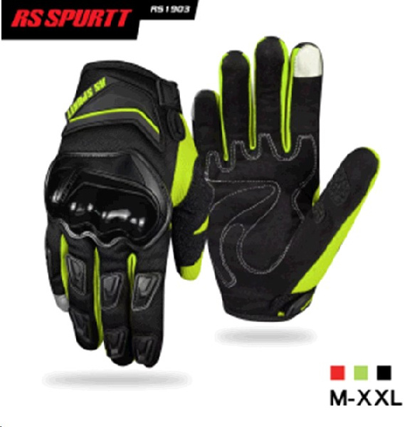 Перчатки RS SPURTT (mod:05, size:XL, черно-зеленые)