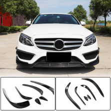Накладки на передній бампер (для C43 AMG 2015-2019, Карбон) Mercedes C-сlass W205 2014-2021 рр.