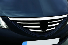 Накладки на решітку радіатора (нерж.) Carmos - Турецька сталь Renault Logan I 2005-2008 рр.