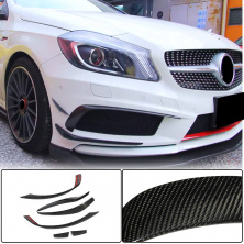 Накладки на передній бампер (для AMG-Line / A45 AMG HB 2013-2015, Карбон) Mercedes A-сlass W176 2012-2018 рр.