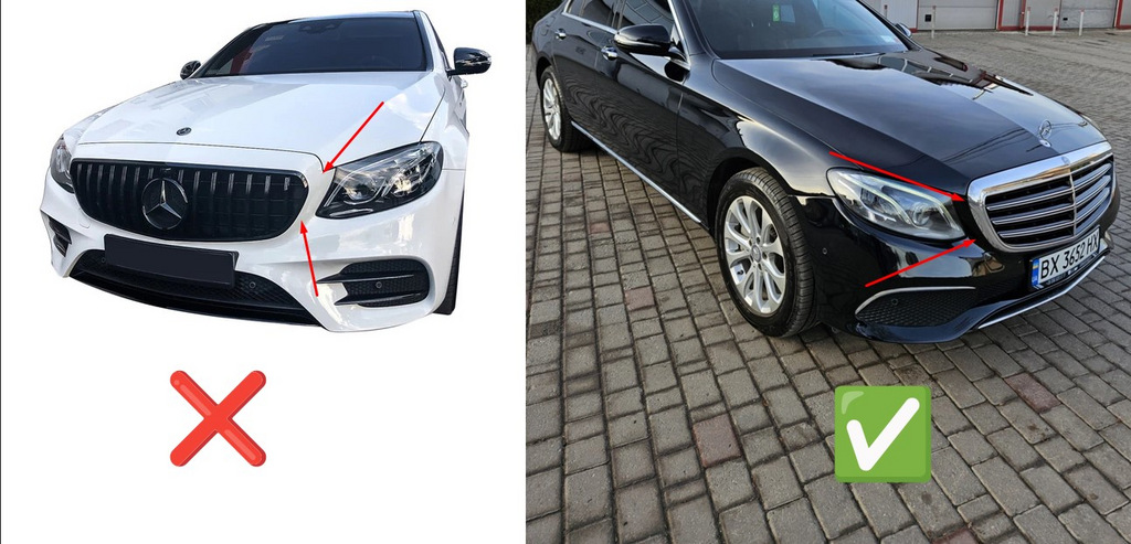 Передня решітка Diamond (для Classic і Exclusive, 2016-2019) Без місця під камеру для Mercedes E-сlass W213 рр
