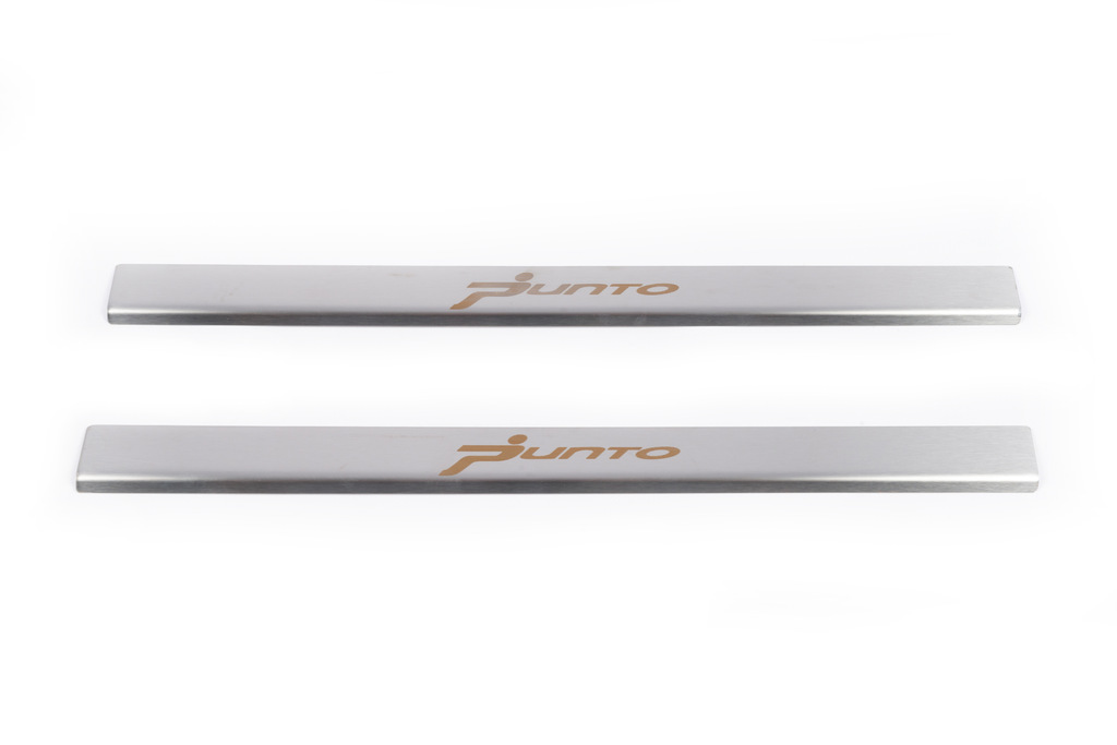 Накладки на пороги Carmos V1 (2 шт., Нерж.) для Fiat Punto Grande/EVO 2006-2018 рр