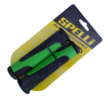 Грипси (ручки керма) SPELLI SBG-6708L чорно/зелені, прямі, 2-х фактурні, гума-каучук, довжина 127 мм BD