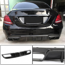 Дифузор заднього бампера V3 (для SD C43/C63 AMG 2015-2019, Карбон) Mercedes C-сlass W205 2014-2021 рр.
