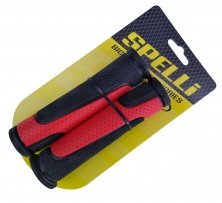 Грипси (ручки руля) SPELLI SBG-6708L чорно/червоні, прямі, 2-х фактурні, гума-каучук, довжина 127 мм BD