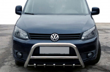 Кенгурятник WT003-4 (нерж) 60 мм, з написом Volkswagen Caddy 2015-2020 рр.