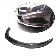 Накладка на передній бампер Lip V1 (для AMG-Line / A45 AMG HB 2013-2015, Карбон) Mercedes A-сlass W176 2012-2018 рр.