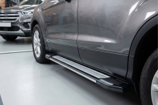 Бокові пороги Rainbow (2 шт., Алюміній) З чорним листям на дверях Ford Kuga/Escape 2013-2019 рр.