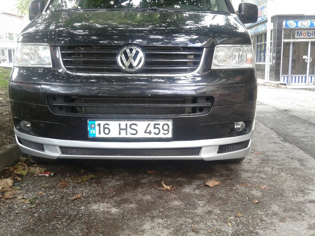 Передня нижня накладка ABT з вусами (під фарбування) для Volkswagen T5 Transporter 2003-2010 рр