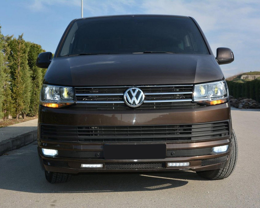 Накладка на передній бампер Sport 2-LED 2015-2018 (під фарбування) для Volkswagen T6 рр