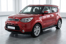 Бокові пороги Mevsim Grey (2 шт., Алюміній) Kia Soul II 2013-2018 рр.