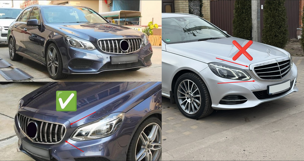 Передня решітка GT Panamericana (для Avantgarde і AMG-Line, 2013-2016) для Mercedes E-сlass W212 рр
