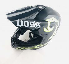 Шлем кроссовый (size:XL, 100%, черный, желтый декор)