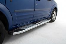 Бокові пороги Mevsim Grey (2 шт., Алюміній) стандартна база Ford Connect 2010-2013 рр.