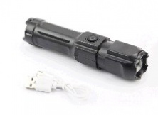 Фонарь 1 диод 240 lumen ручной, Li-ion 3.7V 5200mAh зарядка от USB, влагозащитный, черный F15-T OEM