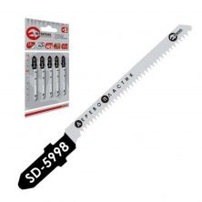 набор полотен 5 ед. для лобзика. Рабочая длина 50 мм, расстояние между зубцами 1,4 мм, для работы по древесине, ламинату, пластику.