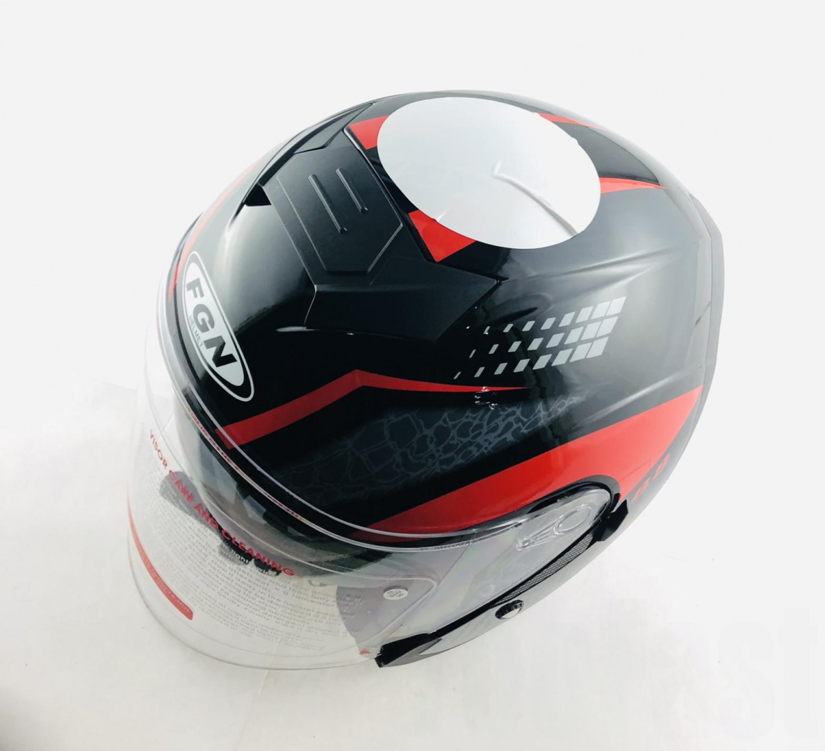 Шлем открытый   (mod:FX-512) (size:XL,черный, красный декор, ARROW)   FGN