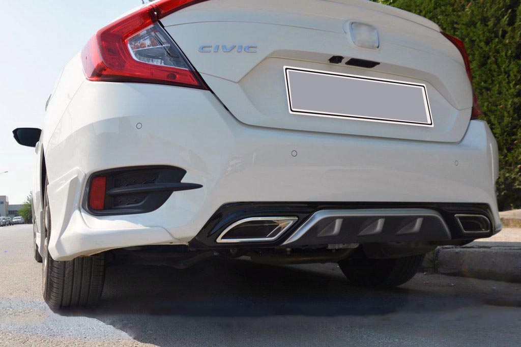Куточки на задній бампер (під фарбування) для Honda Civic Sedan X 2016-2021 рр