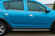 Зовнішня окантовка вікон (4 шт., нерж.) Carmos - Турецька сталь Dacia Sandero 2007-2013 рр.