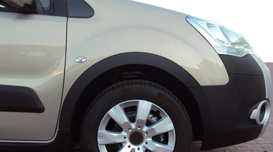 Накладки на арки (4 шт, чорні) 1 бічні двері, Пластик для Peugeot Partner Tepee 2008-2018 рр