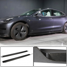 Накладки на пороги V4 (2017-2023, Карбон) Tesla Model 3 2017- рр.