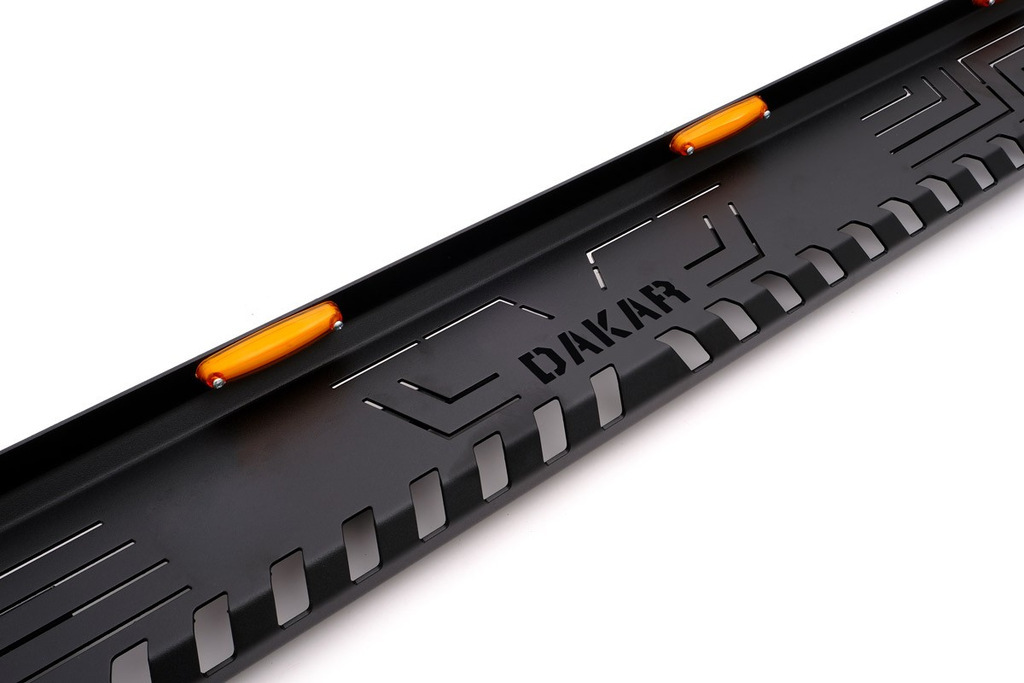 Бокові пороги Dakar V1 з LED (2 шт, метал) для Nissan Navara 2006-2015 рр