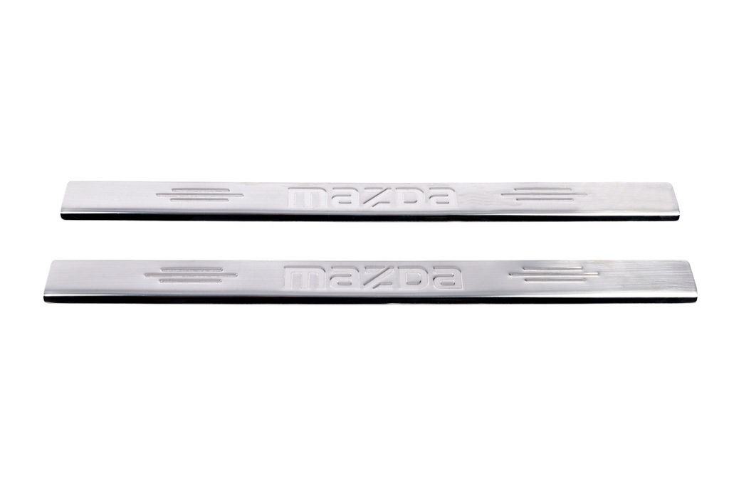 Накладка на пороги Carmos (нерж) V-1 2 накладки V-1 для Mazda 2 2003-2007 рр
