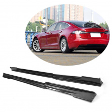 Накладки на пороги V2 (2014-2021, Карбон) Tesla Model S 2012- рр.