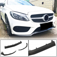 Накладка на передній бампер Lip V4 (для C43 AMG 2015-2019, Карбон) Mercedes C-сlass W205 2014-2021 рр.