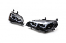 Передні фари з LED підсвіткою (2 шт, темні) BMW X5 E70 2007-2013 рр.