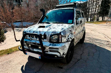 Кенгурятник QT007-Exclusive Black (З написом, нерж) Suzuki Jimny 1998-2018 рр.