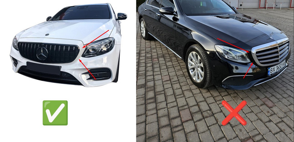 Передня решітка Diamond Black (для Avantgarde/AMG-Line/E43 AMG/E53 AMG 2016-2020) З місцем під камеру для Mercedes E-сlass W213 рр
