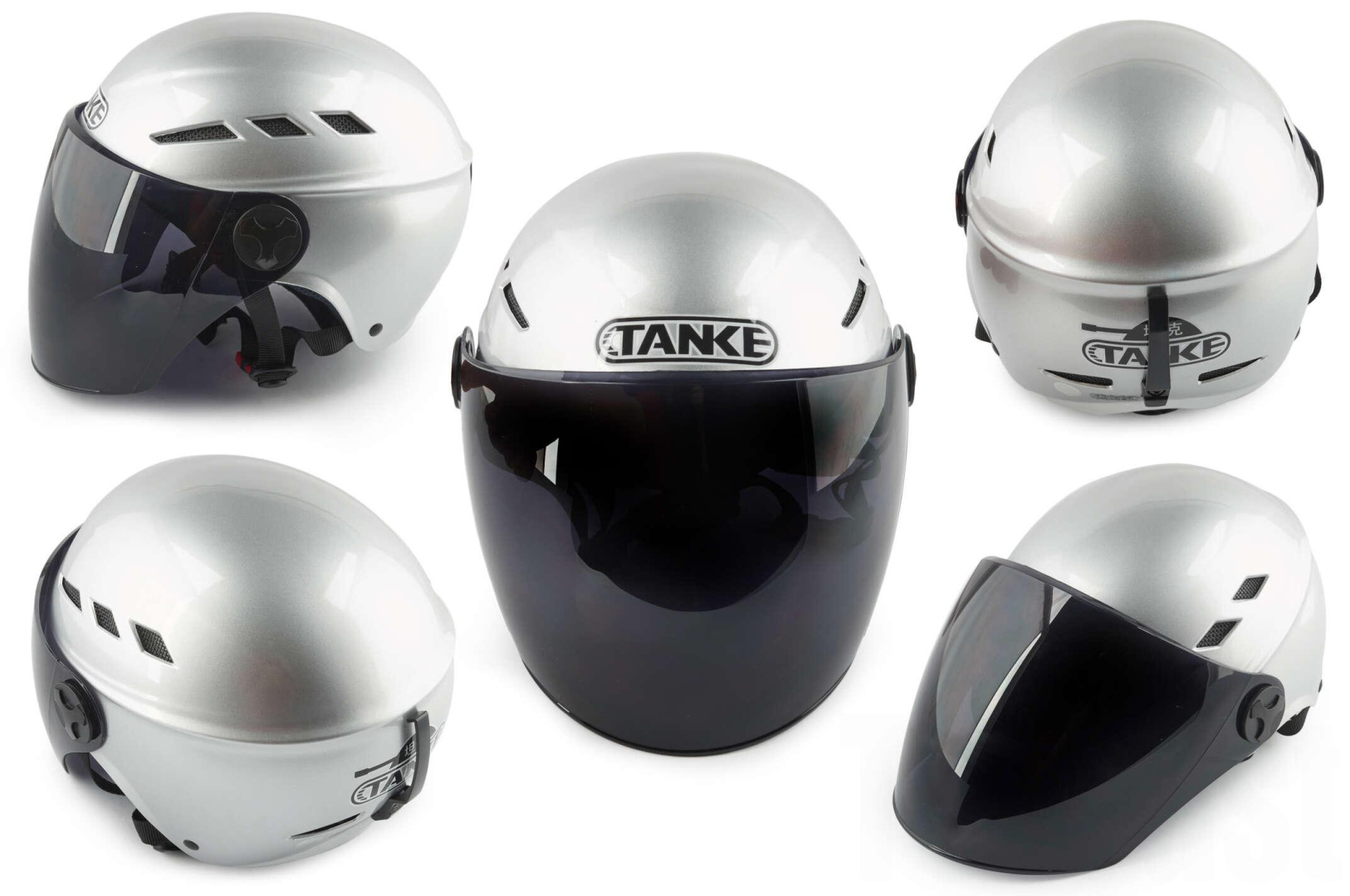 Шлем открытый   (mod:210) (size:L, серый, +тонированный визор)   TANKE