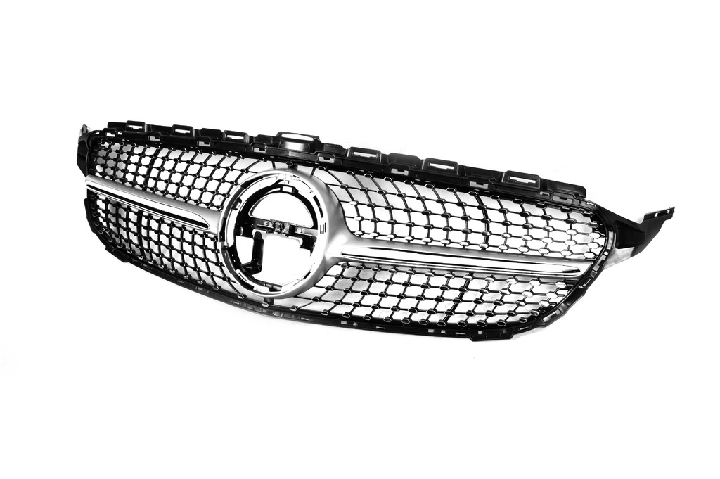 Передня решітка Diamond Silver (для Avantgarde/AMG-Line/C43 AMG) 2018-2026, з камерою для Mercedes C-сlass W205 рр