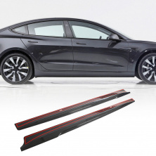 Накладки на пороги V1 (2017-2023, Карбон) Tesla Model 3 2017- рр.