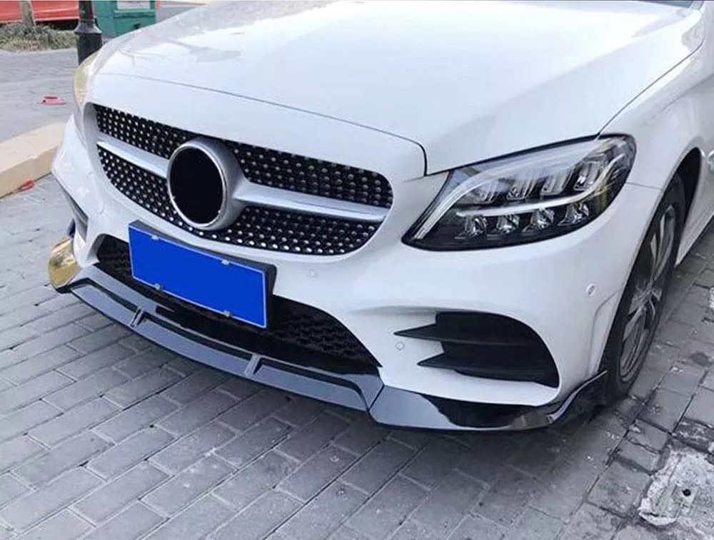 Передня лип накладка V2 1234 Upgrade (чорна, 2018-2021) для Mercedes C-сlass W205 рр