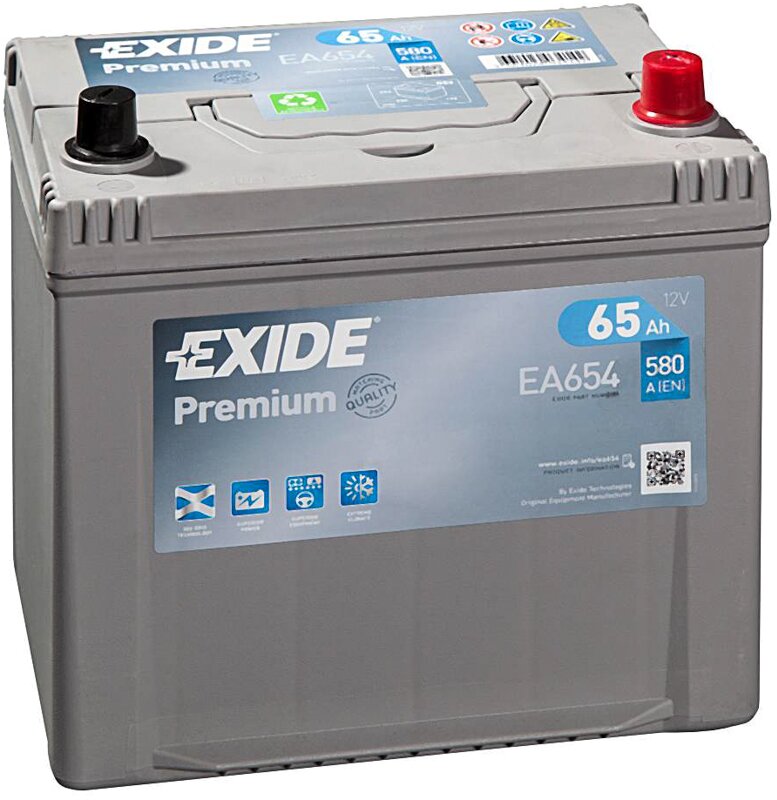 Акумулятор 65Ah-12v Exide PREMIUM (230х173х222), R, EN580, Азія (тип кріплення Korean B1)