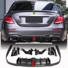 Дифузор заднього бампера з насадками V2 (для AMG/AMG-Line 2016-2019, Карбон) Mercedes E-сlass W213 2016-2023 рр.