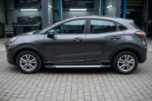 Бокові пороги Allmond Grey (2 шт., Алюміній) Ford Puma 2019- рр.