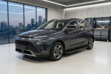 Бокові пороги Tayga Black (2 шт., Алюміній) Hyundai Bayon 2021- рр.