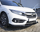 Накладка на передній бампер ЛИП V1 (чорна) для Honda Civic Sedan X 2016-2021 рр